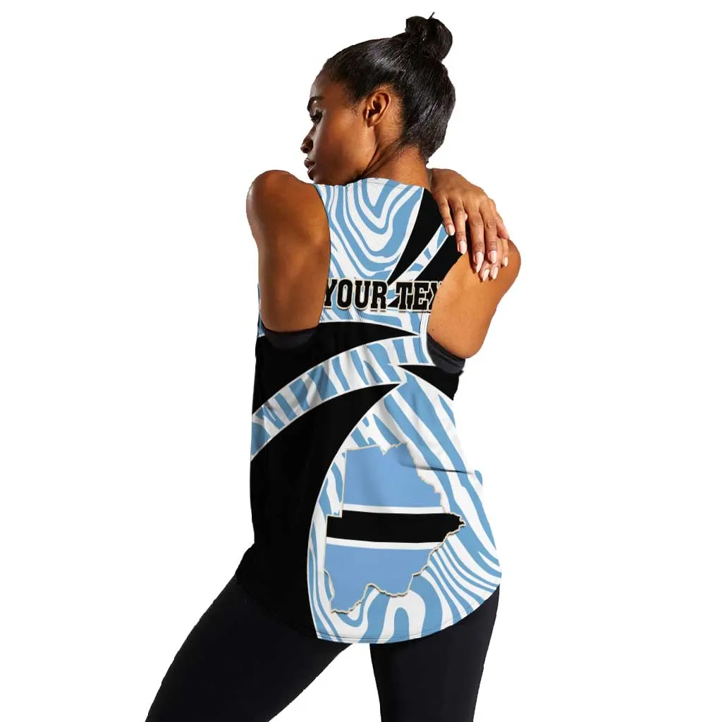 Personalized Botswana Independence Day Women Racerback Tank - Lefatshe la Botswana with Zebra Pattern LT01