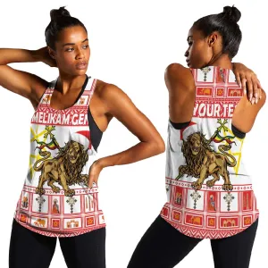 Personalized Ethiopia Melikam Gena Women Racerback Tank Merry Christmas Lion of Judah LT18