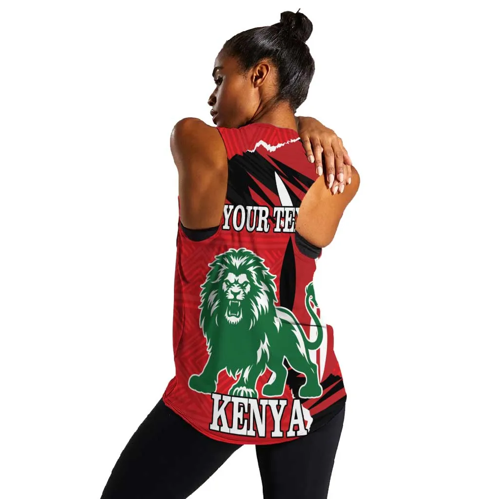 Personalized Jamhuri Day 1963 Women Racerback Tank Angry Lion With African Shield LT18