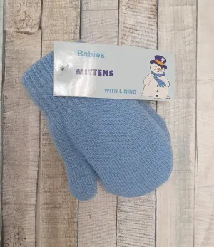 Pesci Plain Knitted Mittens With Lining