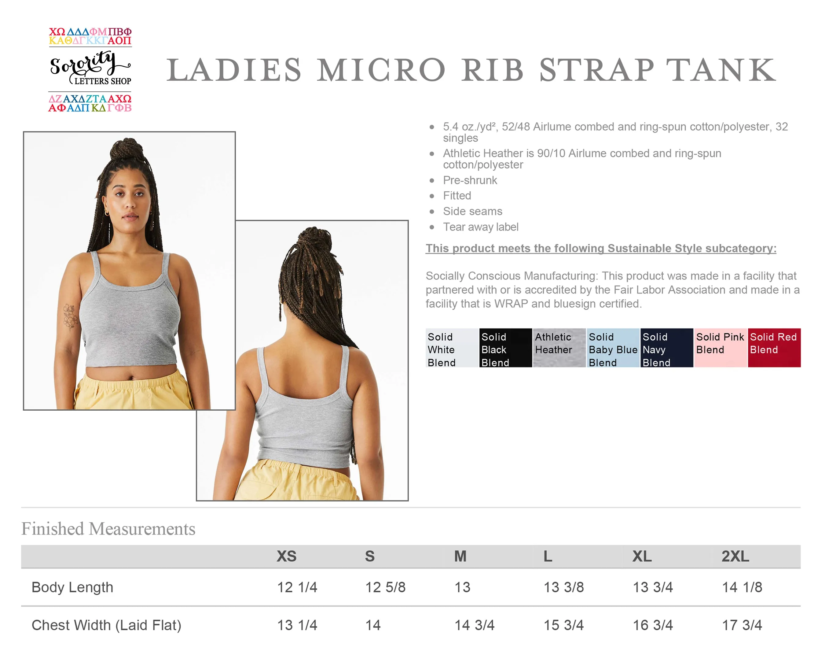 Phi Mu Spaghetti Strap tank - Cropped Shirt