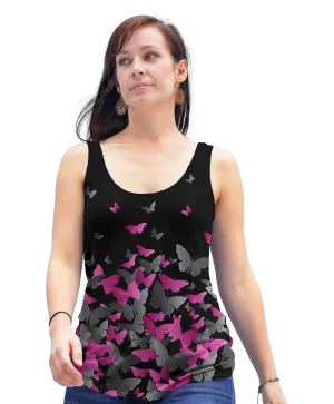 Pink & Silver Butterfly Racerback Tank Top