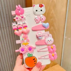Pink Kitten Theme Hair Clips (Set of 12)