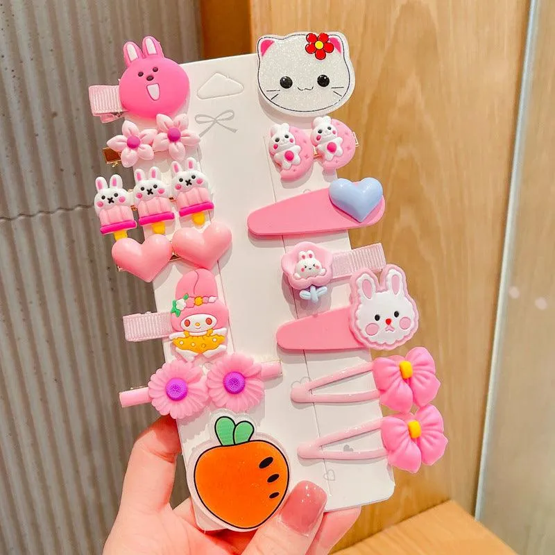 Pink Kitten Theme Hair Clips (Set of 12)