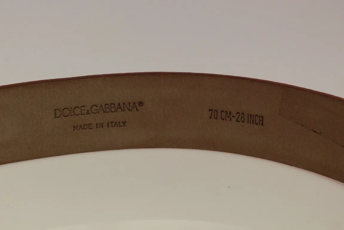 Pink Leather Gold Logo Belt