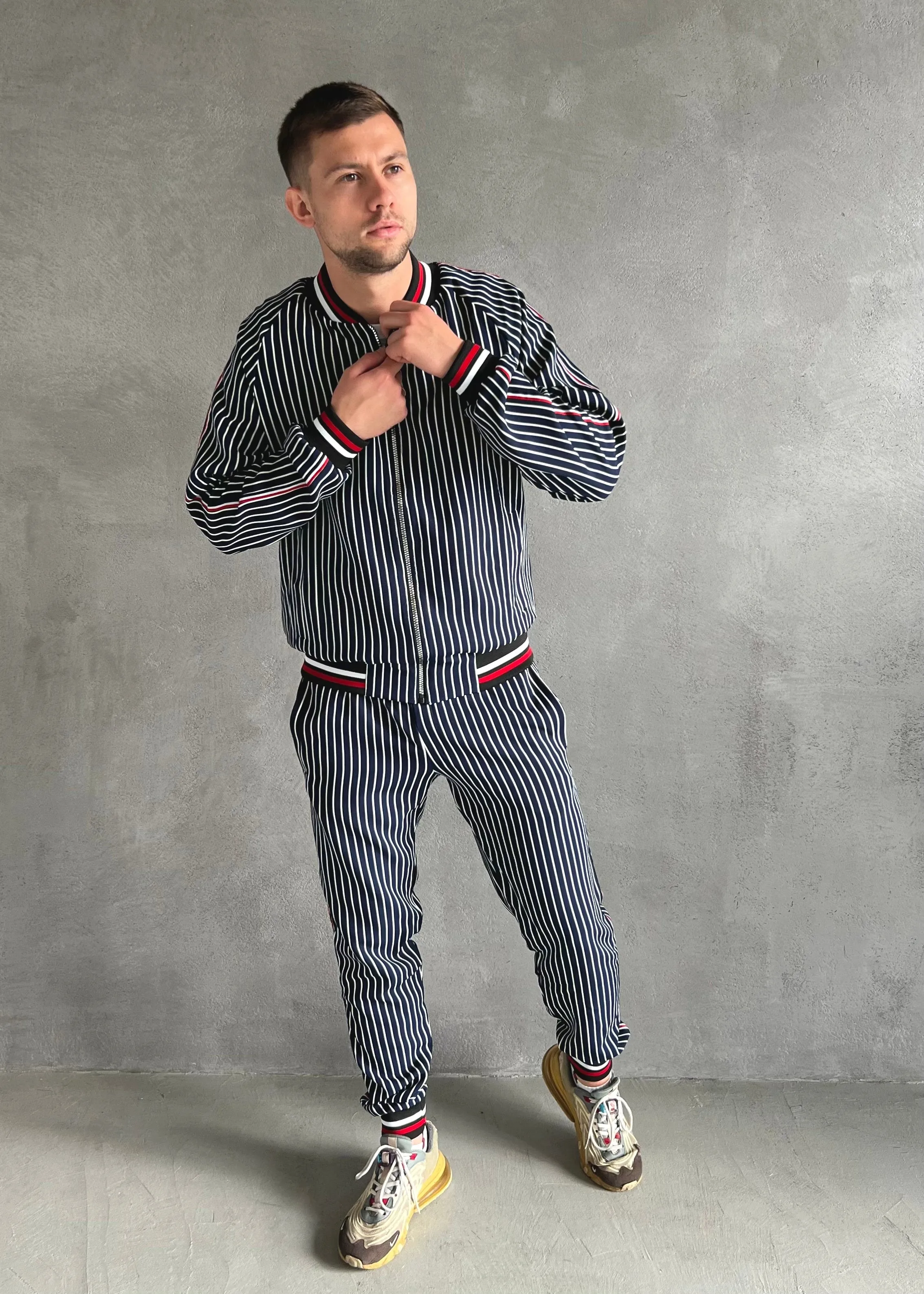 Pinstripe Tracksuit Two Piece Tracksuit Set for Men TheGentlemen™