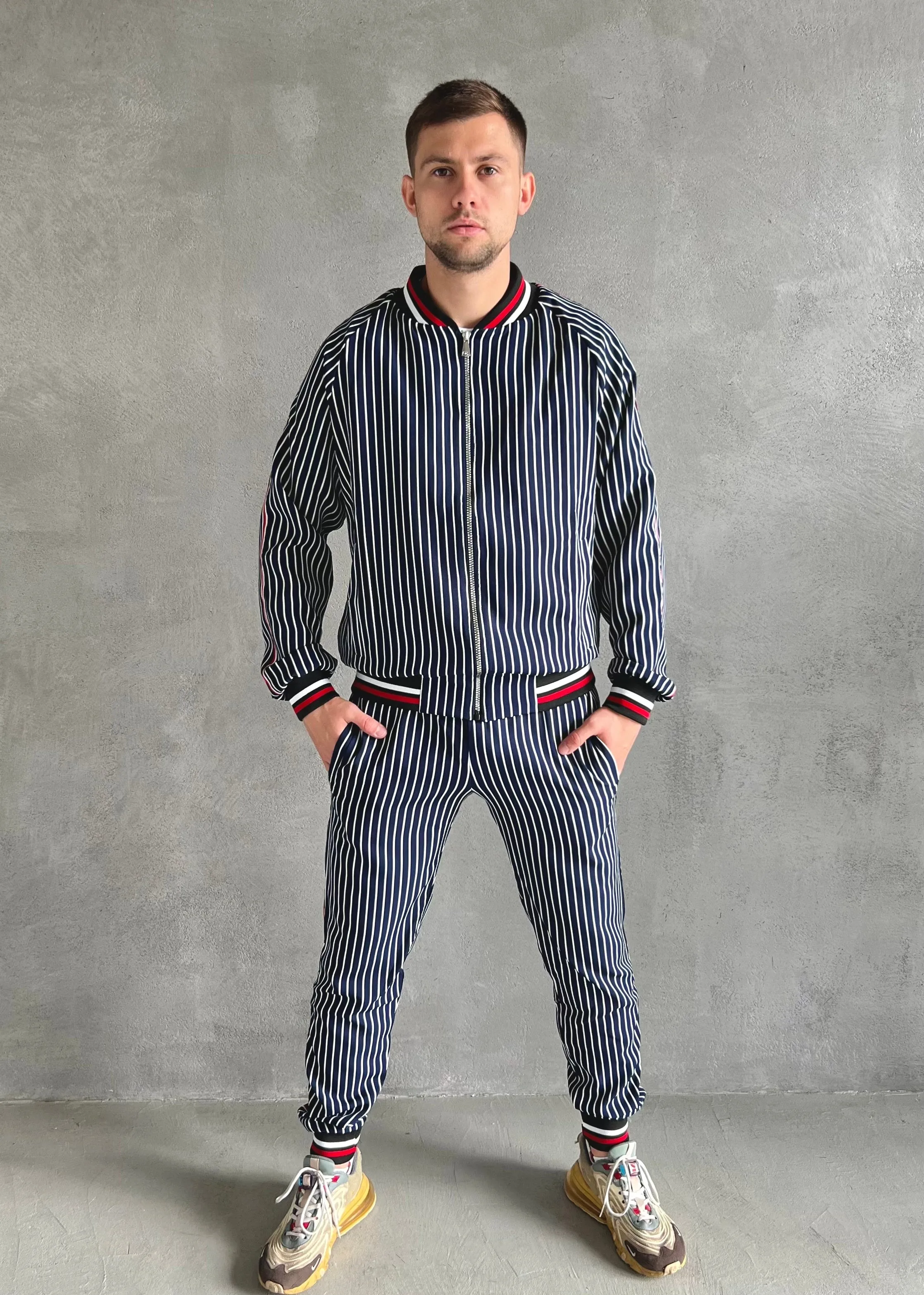 Pinstripe Tracksuit Two Piece Tracksuit Set for Men TheGentlemen™