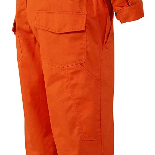 Pioneer CSA UL ARC 2 Lightweight Flame Resistant Work Coverall, Hi Vis Premium Cotton Nylon, Action Back, Tall Fit, Orange, 44, V254035T-44