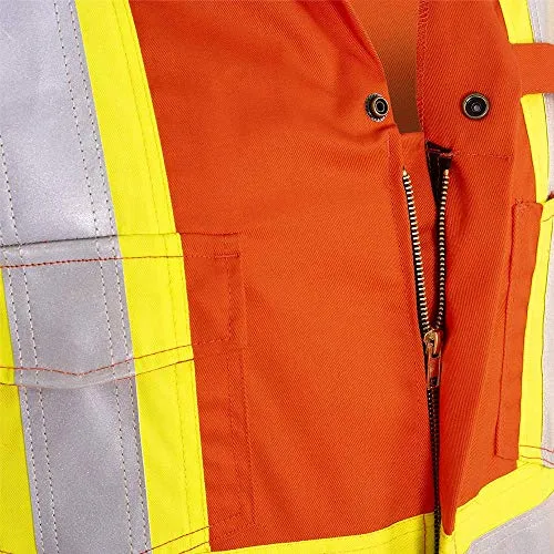 Pioneer CSA UL ARC 2 Lightweight Flame Resistant Work Coverall, Hi Vis Premium Cotton Nylon, Action Back, Tall Fit, Orange, 44, V254035T-44