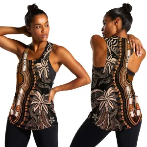 Polynesia Mixed African Dashiki Women Racerback Tank Afro-pacific Culture - Gold LT9