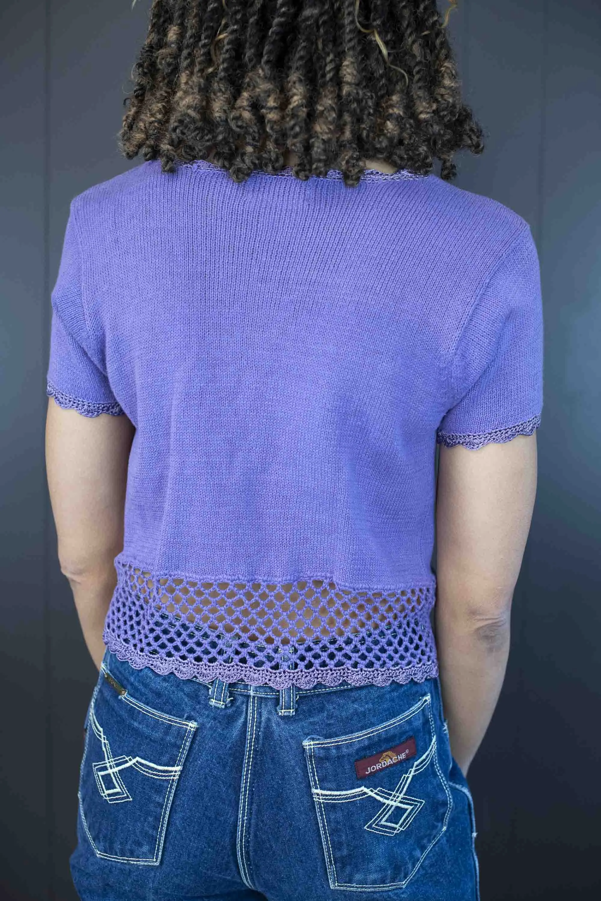 Pre-loved Lavender Knit/Crocheted Cardigan - Size S