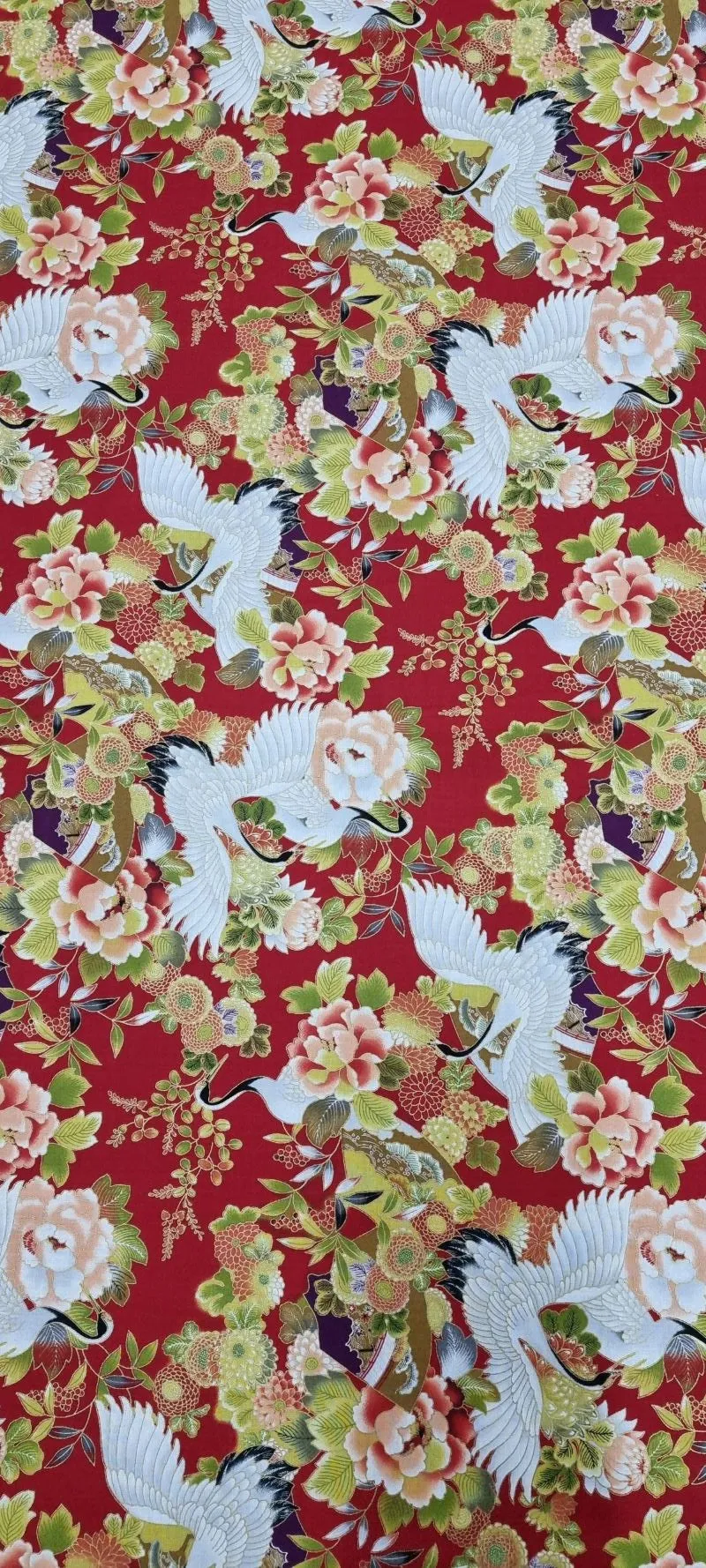 Printed Cotton Oriental Crane