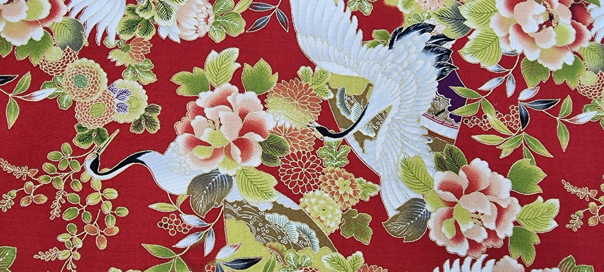 Printed Cotton Oriental Crane