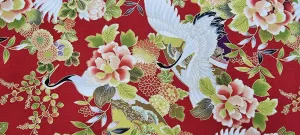 Printed Cotton Oriental Crane