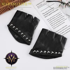 PU Leather Steampunk Style Women's Half-finger Gloves Creative Gothic Party Cosplay