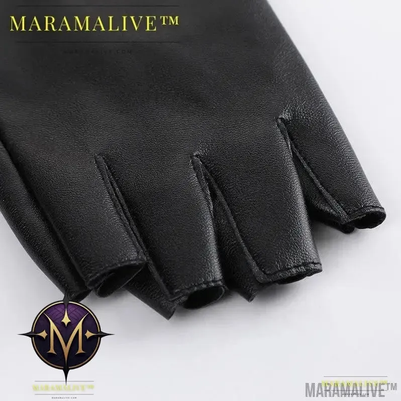 PU Leather Steampunk Style Women's Half-finger Gloves Creative Gothic Party Cosplay