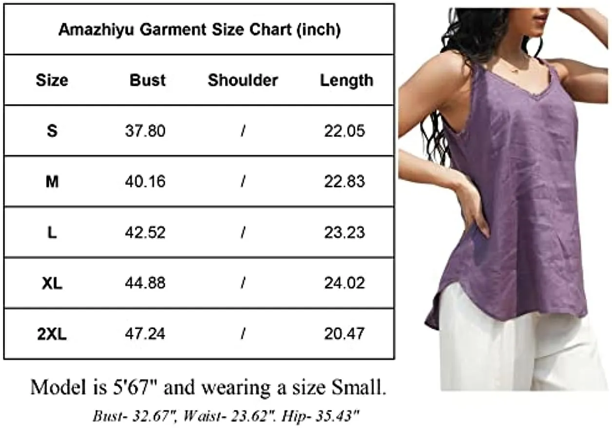 Pure Linen Summer V Neck Camisole Tops