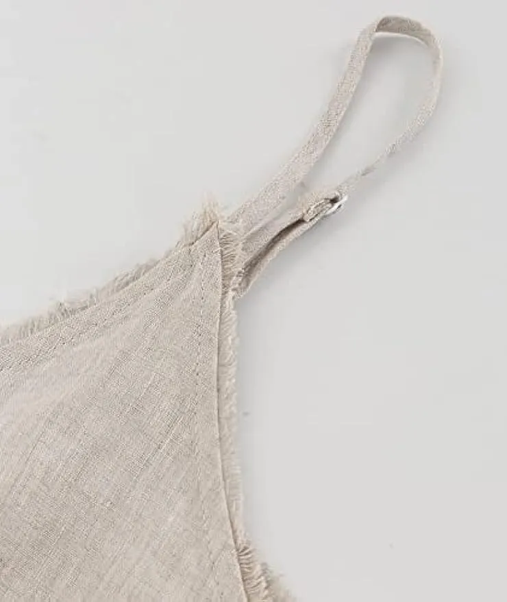 Pure Linen Summer V Neck Camisole Tops