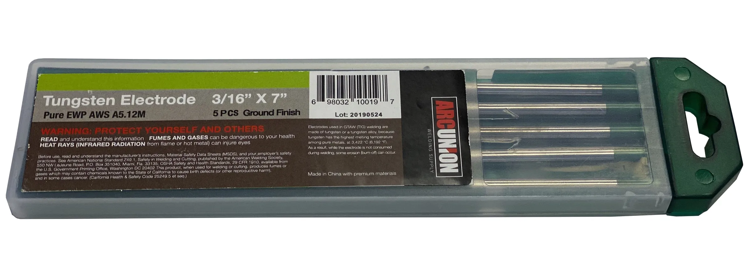 Pure TIG Welding Tungsten Electrodes 3/16” ( Green ) Free Shipping