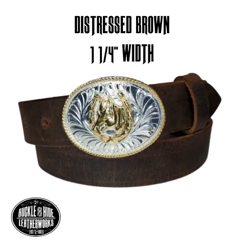"Lil' Horseshoe" Leather KIDS/CHILDRENS Belt Combo