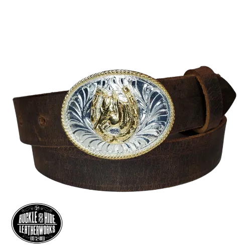 "Lil' Horseshoe" Leather KIDS/CHILDRENS Belt Combo