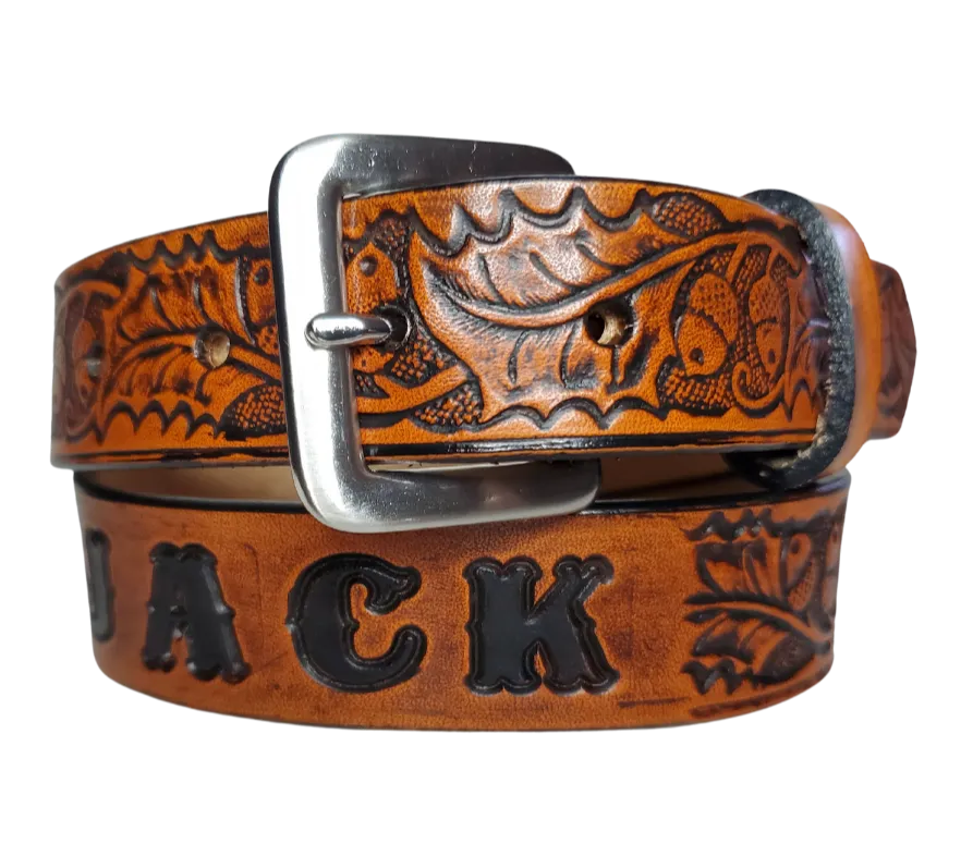 "Lil' Oak" Leather KIDS/CHILDRENS Name Belt