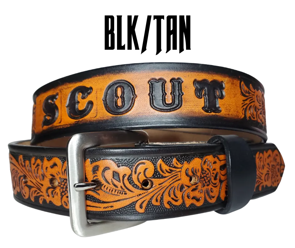 "The Prairie Rose"  Name Leather Belt