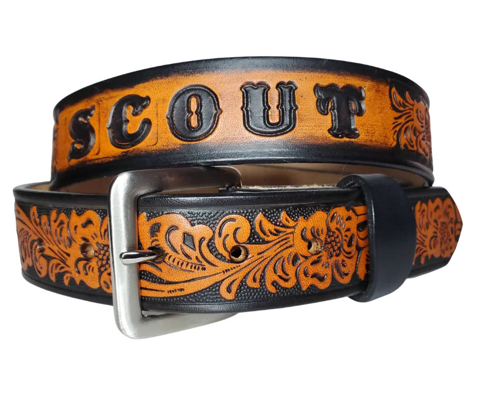 "The Prairie Rose"  Name Leather Belt