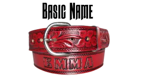 "The Red Dogwood" Name Leather Belt   "Quick Ship"