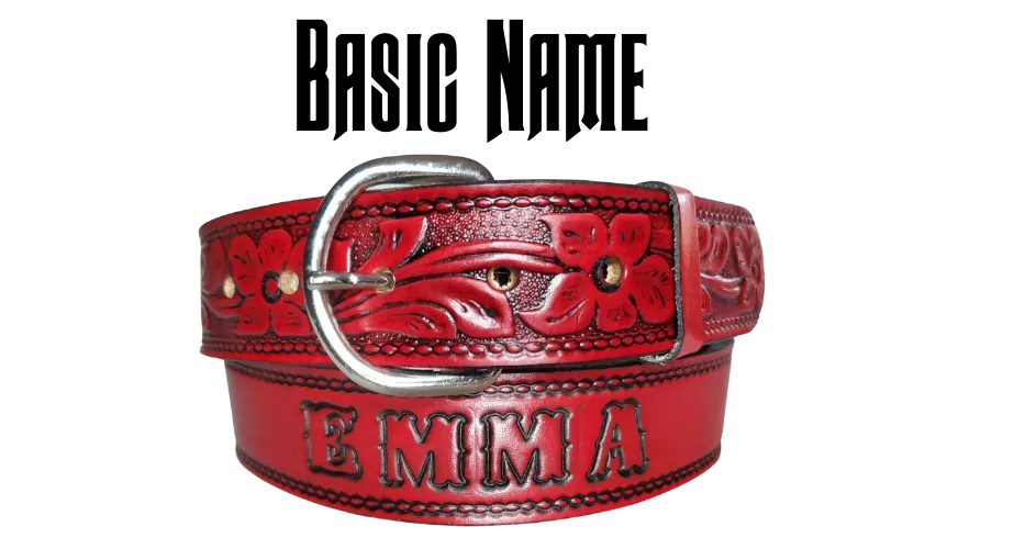 "The Red Dogwood" Name Leather Belt   "Quick Ship"