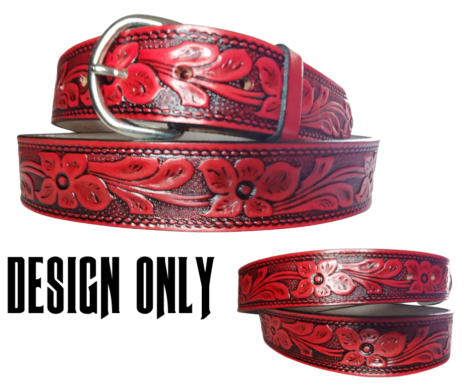 "The Red Dogwood" Name Leather Belt   "Quick Ship"