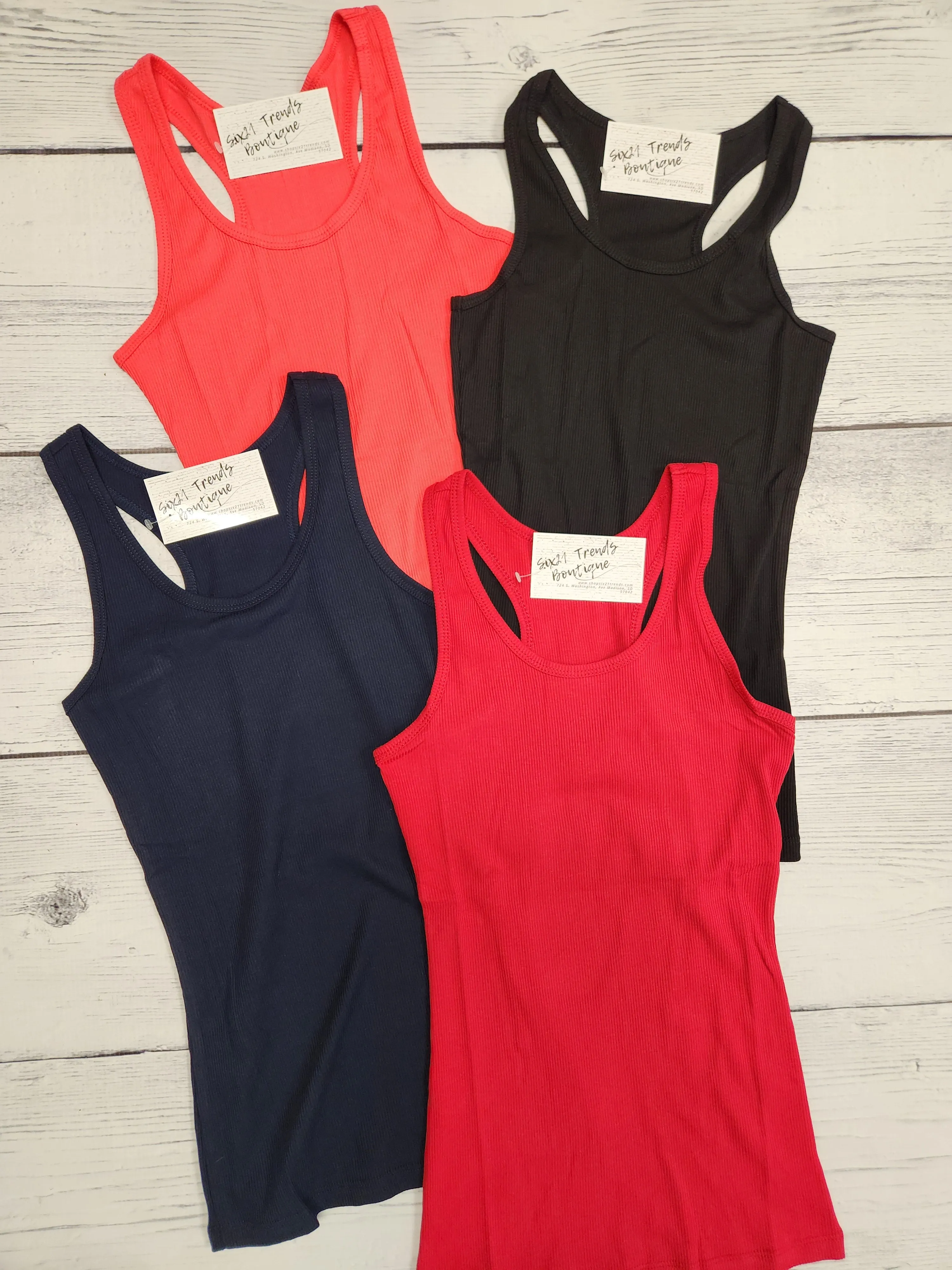 Racerback Rib Tank Top (4 colors)