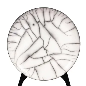 Raku Ceramic Plates in Gray, Black, White
