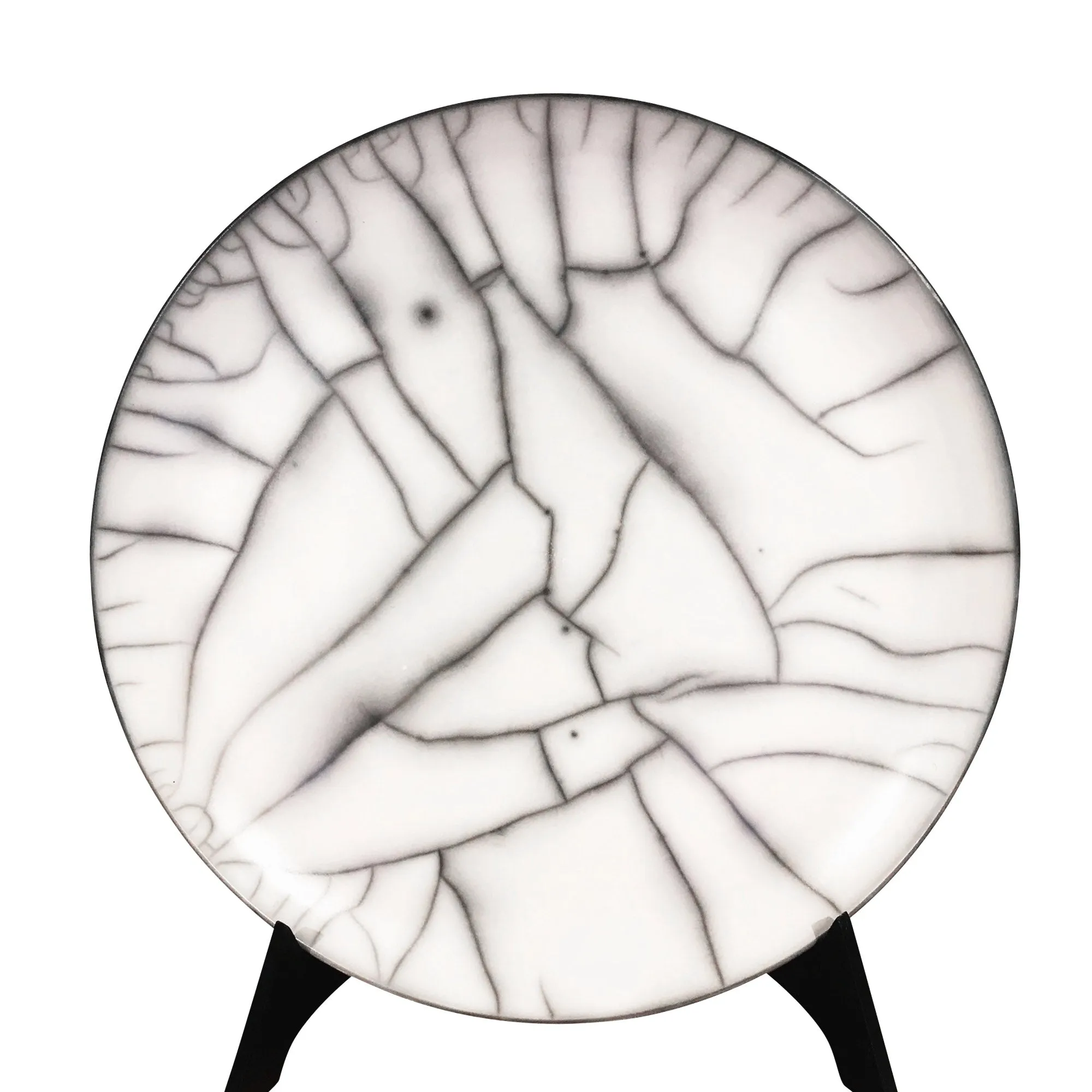 Raku Ceramic Plates in Gray, Black, White