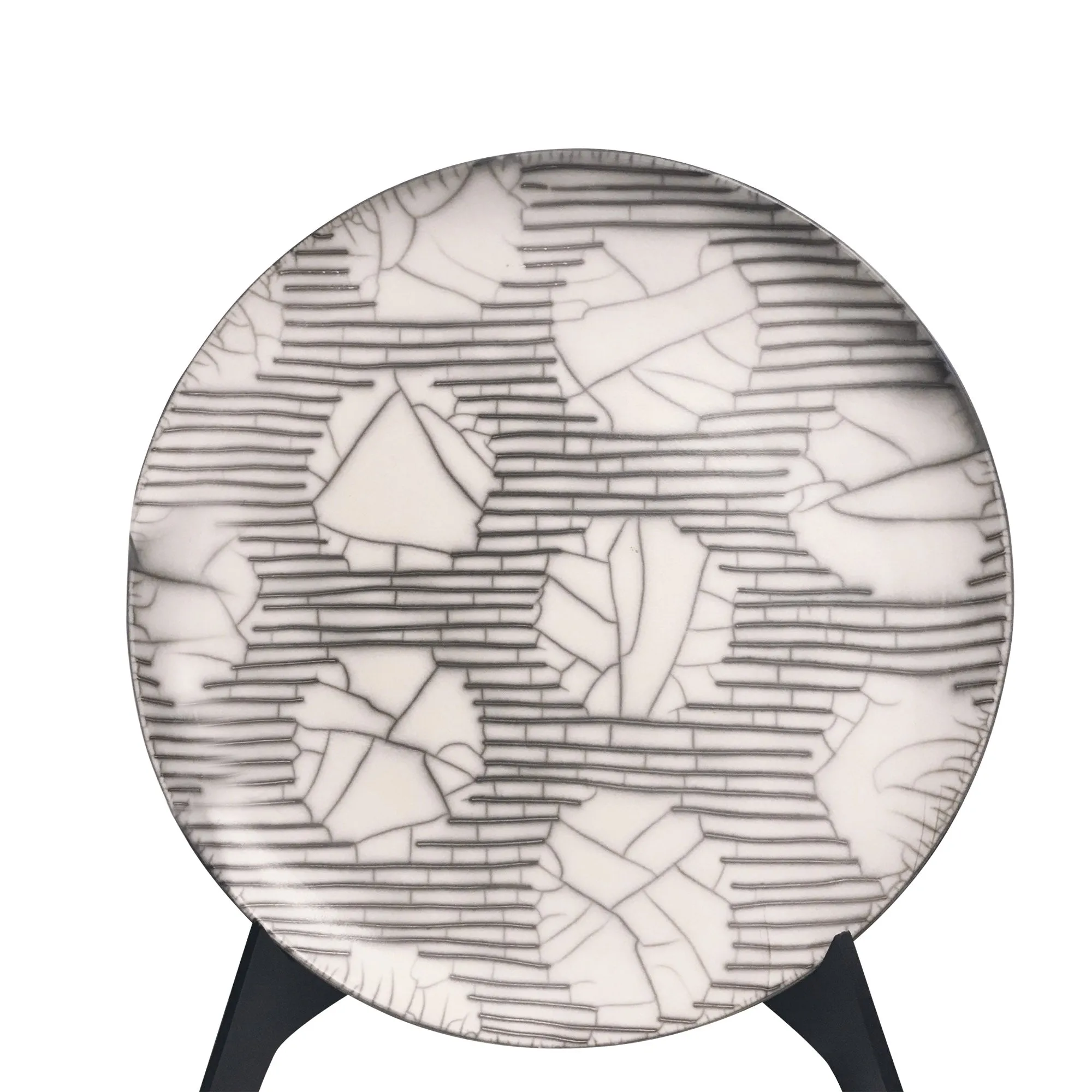 Raku Ceramic Plates in Gray, Black, White