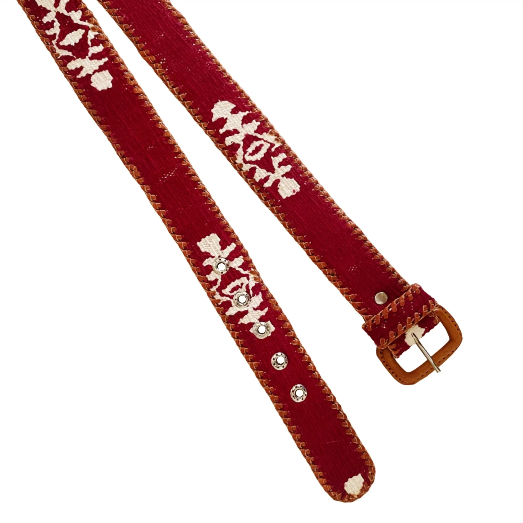 Rancho Belt - Maroon & White