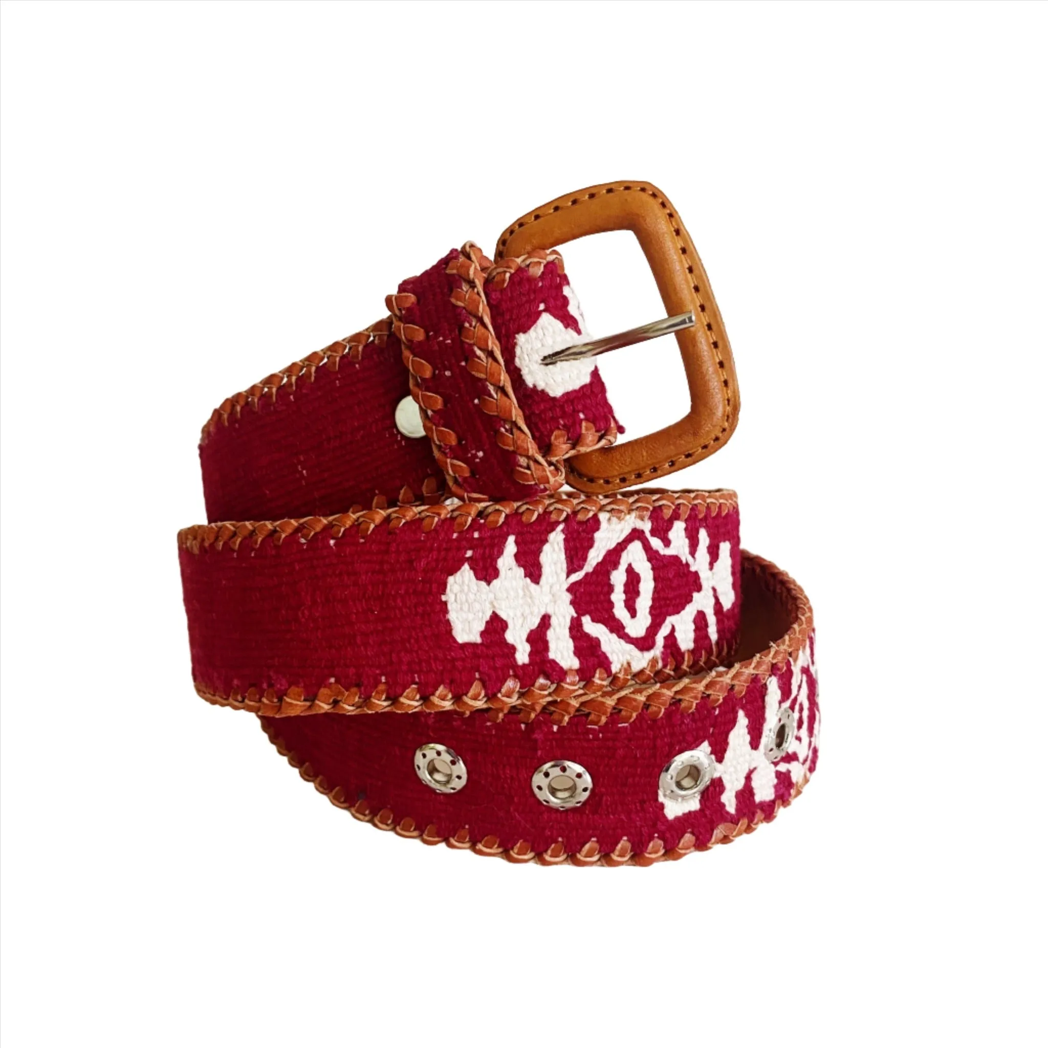 Rancho Belt - Maroon & White
