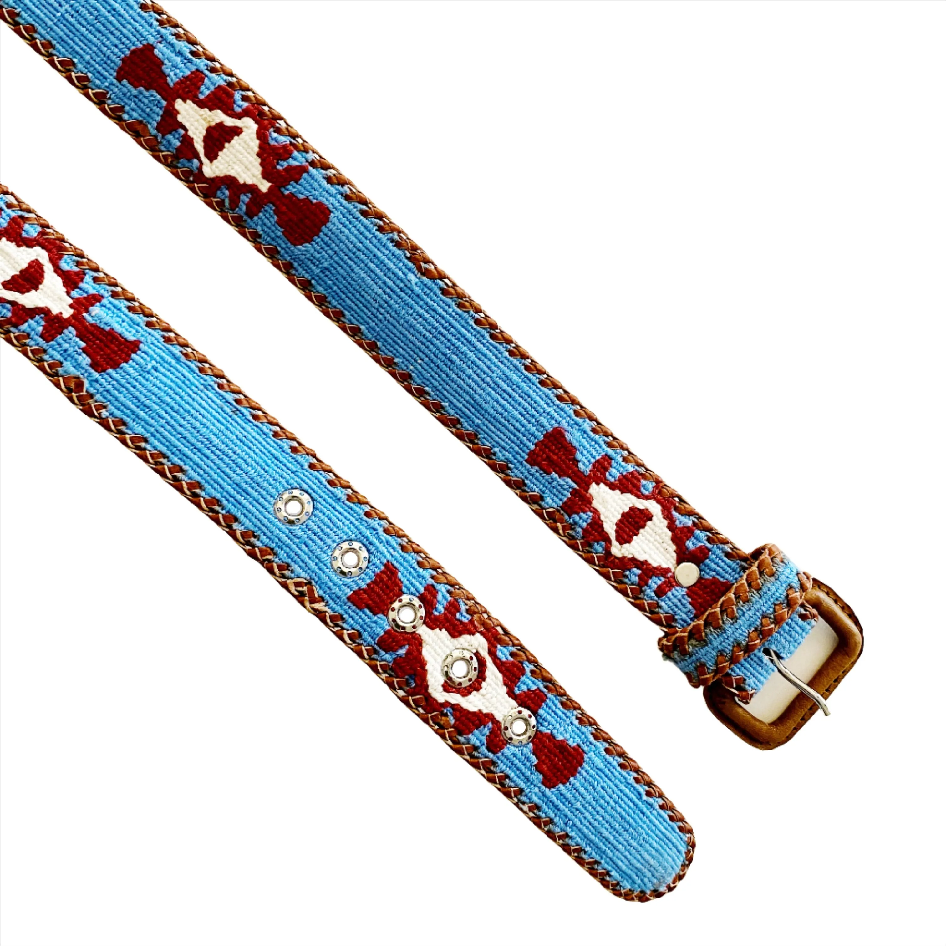 Rancho Belt - Sky Blue, Rust, & Cream