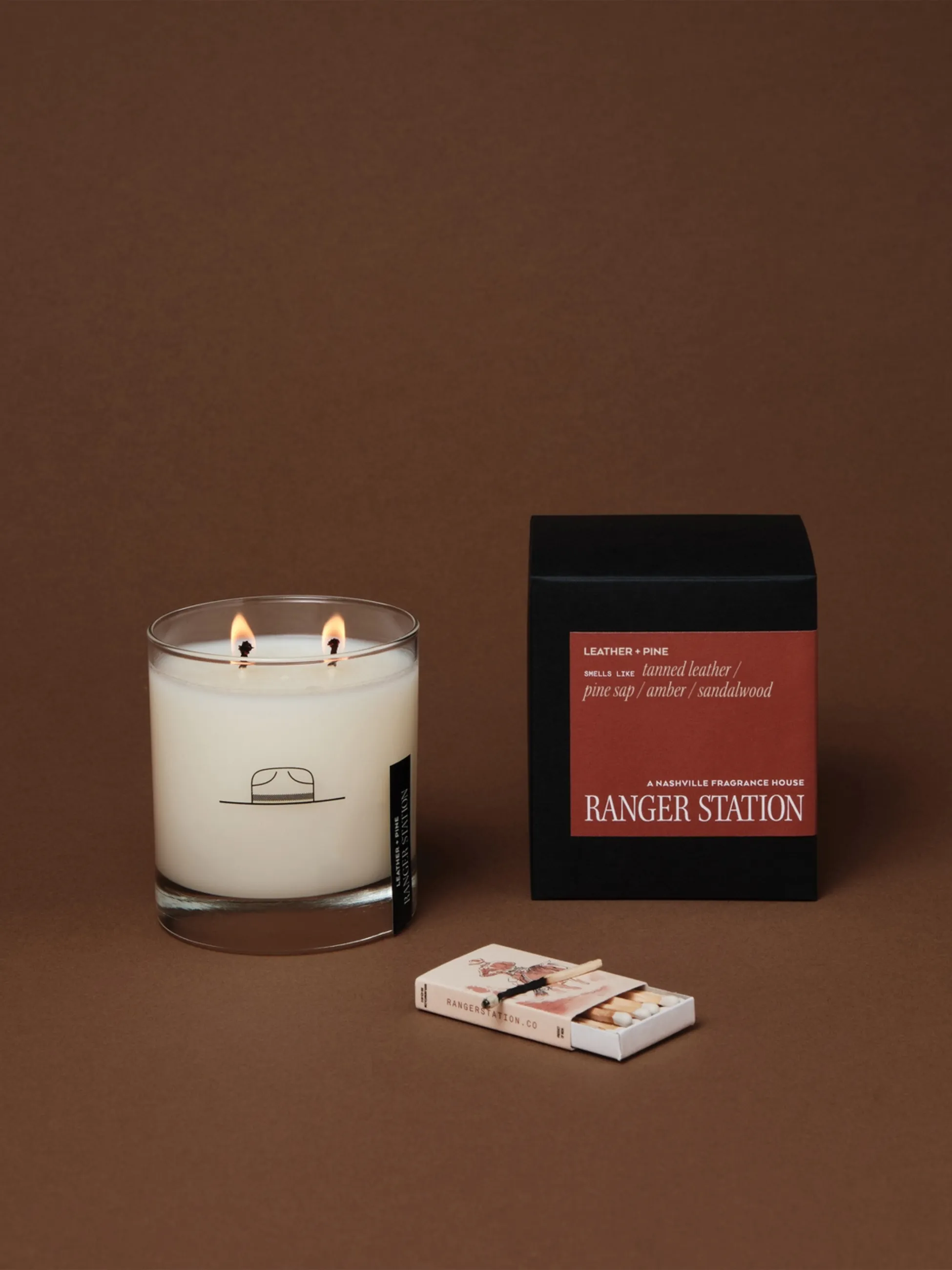 Ranger Station Leather   Pine Candle