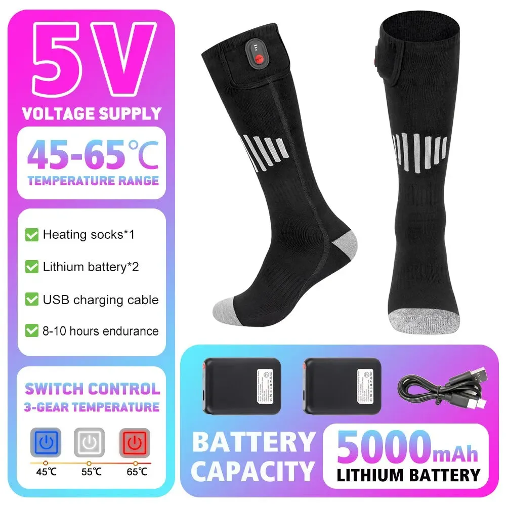 Rechargeable Heated Socks – Winter Thermal Foot Warmers for Skiing & Outdoor Sports
