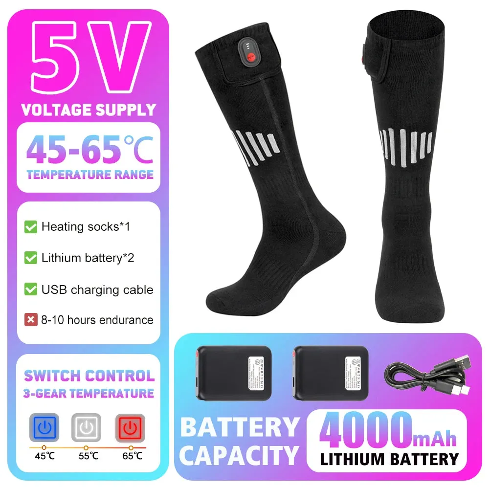 Rechargeable Heated Socks – Winter Thermal Foot Warmers for Skiing & Outdoor Sports