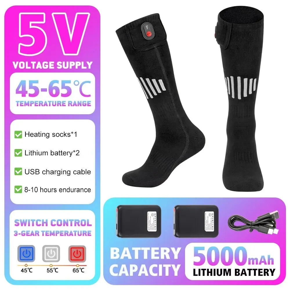 Rechargeable Heated Socks – Winter Thermal Foot Warmers for Skiing & Outdoor Sports