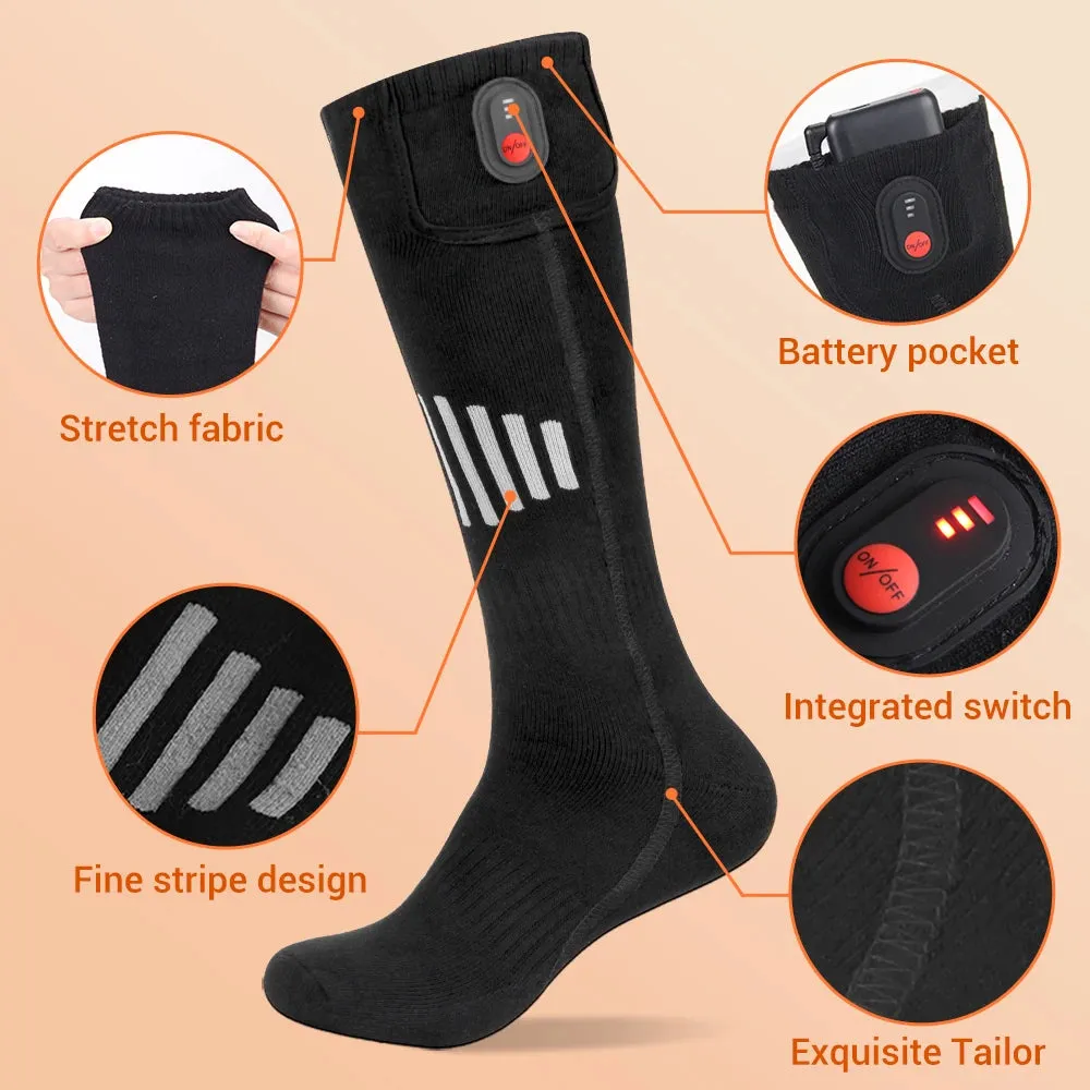 Rechargeable Heated Socks – Winter Thermal Foot Warmers for Skiing & Outdoor Sports