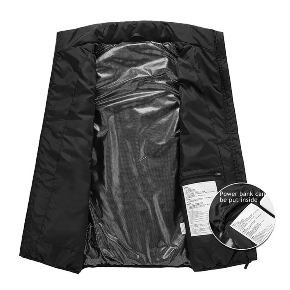 Rechargeable USB Ski Heated Vests Jacket Windproof 9 Areas Smart Heating Electric Clothes Body Warmer For Camping Hiking Cycling