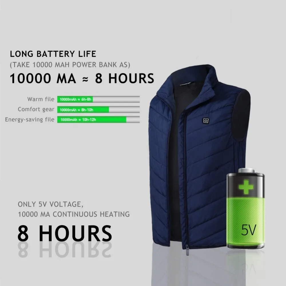 Rechargeable USB Ski Heated Vests Jacket Windproof 9 Areas Smart Heating Electric Clothes Body Warmer For Camping Hiking Cycling