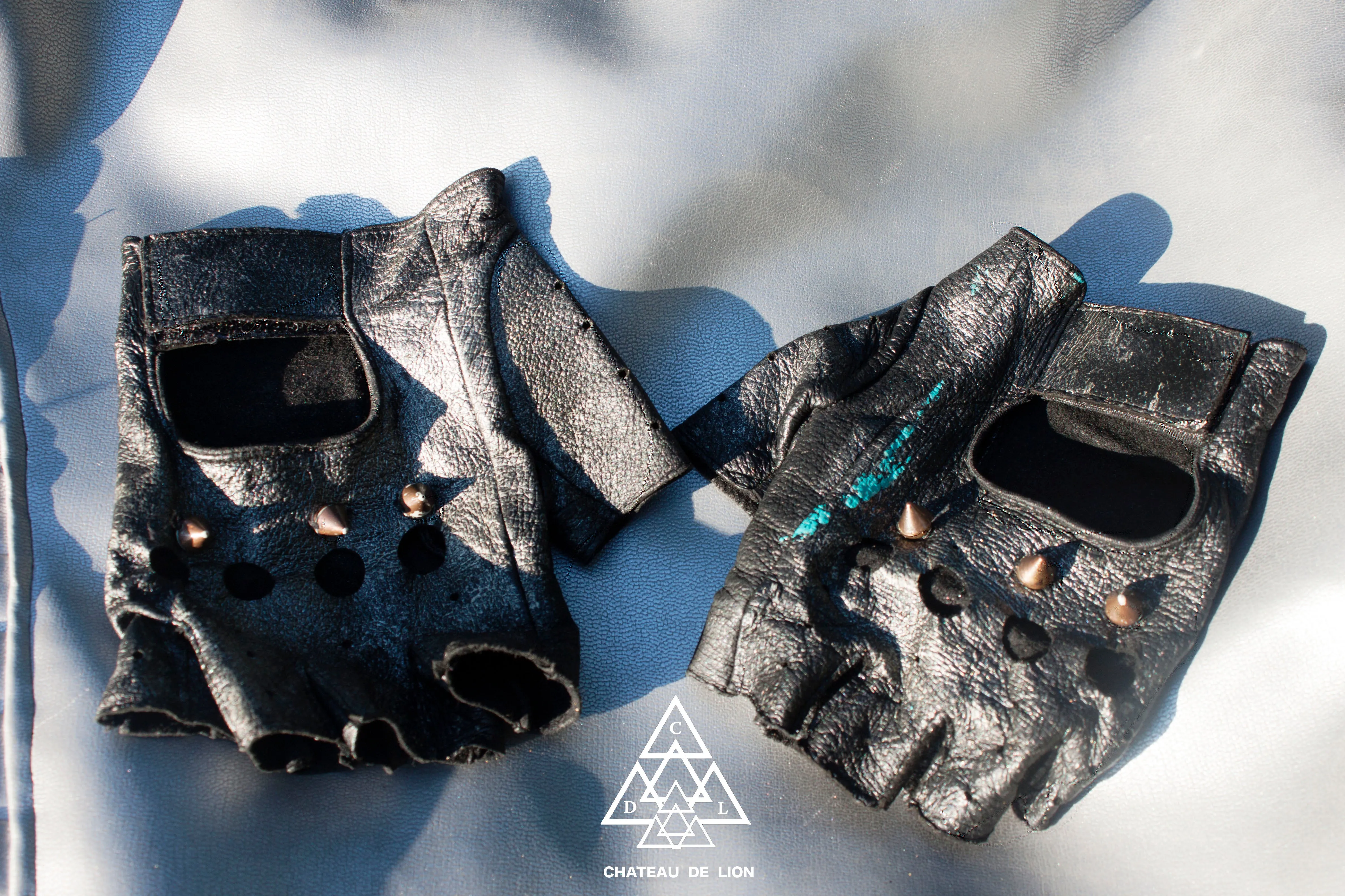 Reclaimed Leather Spiked Gloves