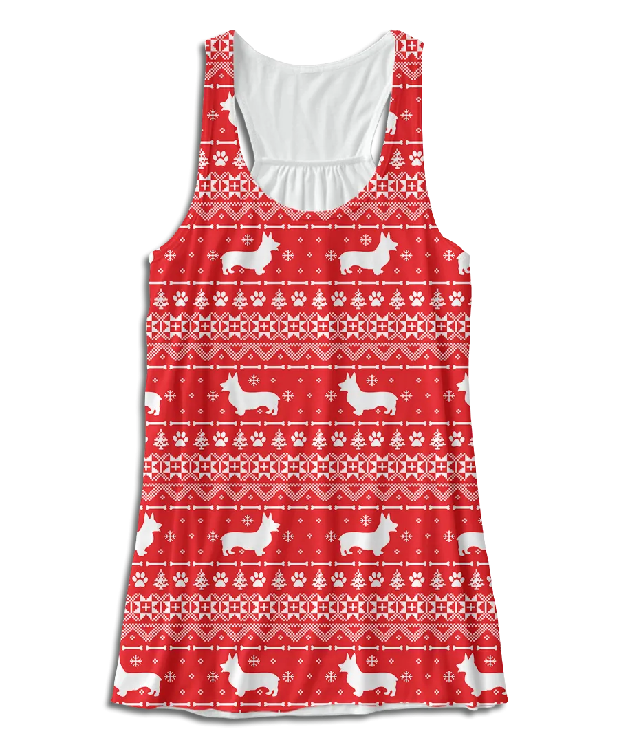 Red Corgi Holiday Racerback Tank Top