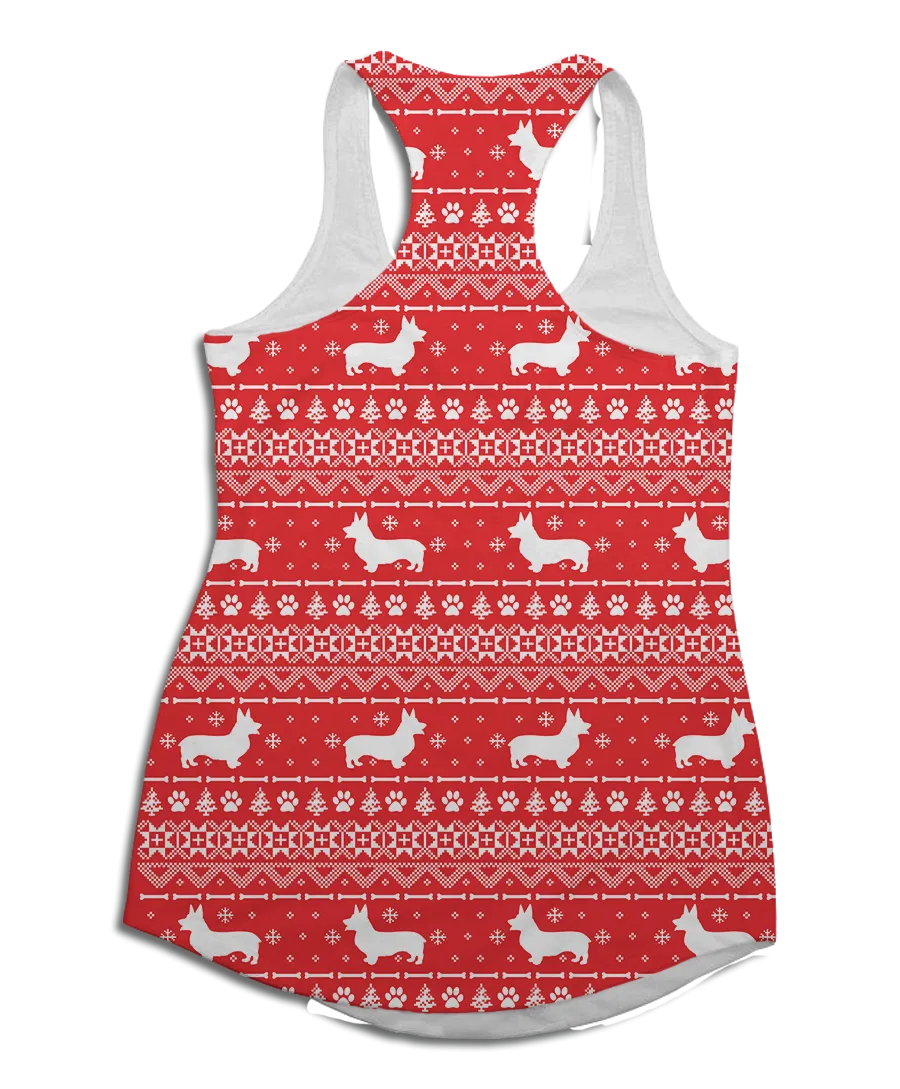 Red Corgi Holiday Racerback Tank Top
