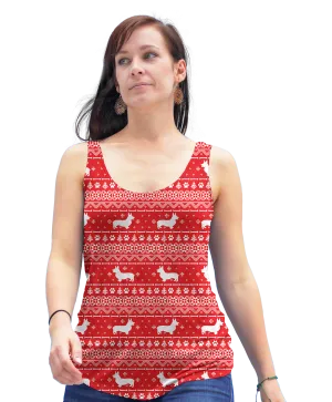 Red Corgi Holiday Racerback Tank Top