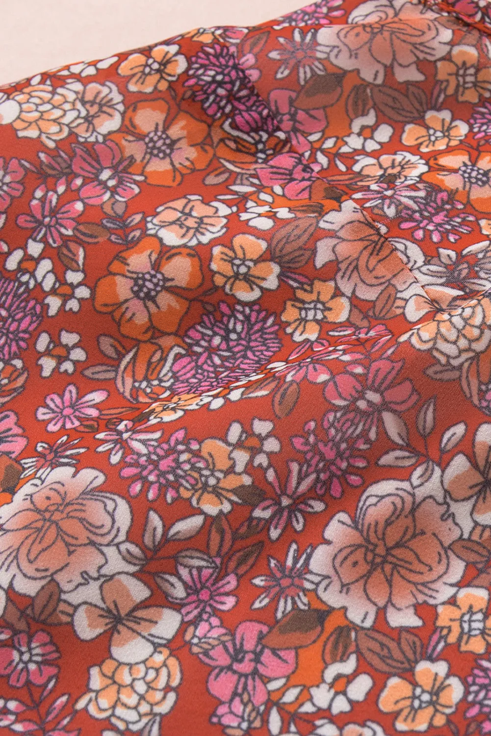 Red Floral Print Loose Spaghetti Strap Cami Top